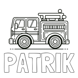 Pobarvanka imena PATRIK in lepa pobarvnak gasilskega avta