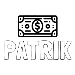 Pobarvanka imena PATRIK in otroška pobarvanka bankovca