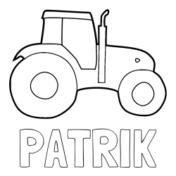 Pobarvanka imena PATRIK in otroška pobarvanka traktorja