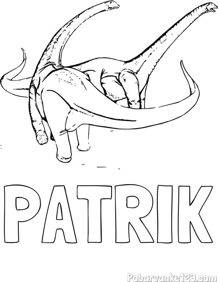 Pobarvanka imena PATRIK in pobarvanka dinozavra Alamosaurus
