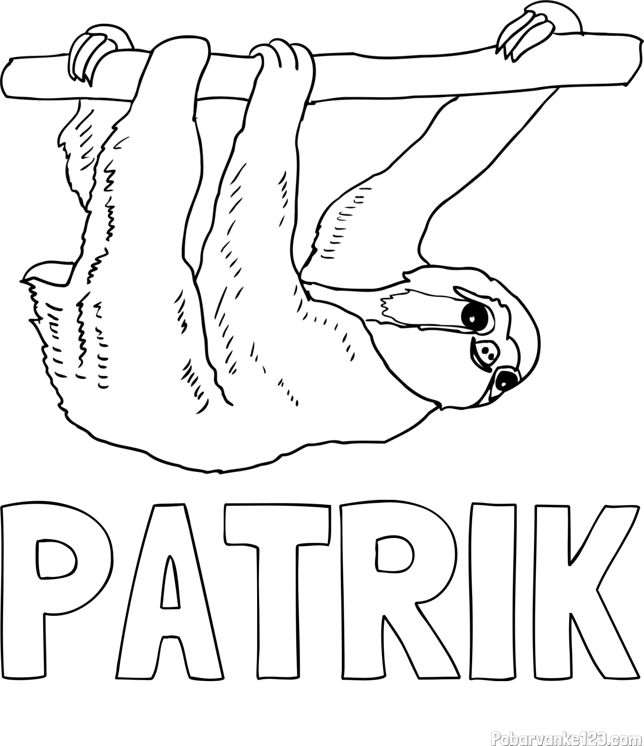 Pobarvanka imena PATRIK in pobarvanka lenivca