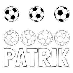 Online izdelana pobarvanka - Pobarvanka imena PATRIK in pobarvanka nogometnih žog