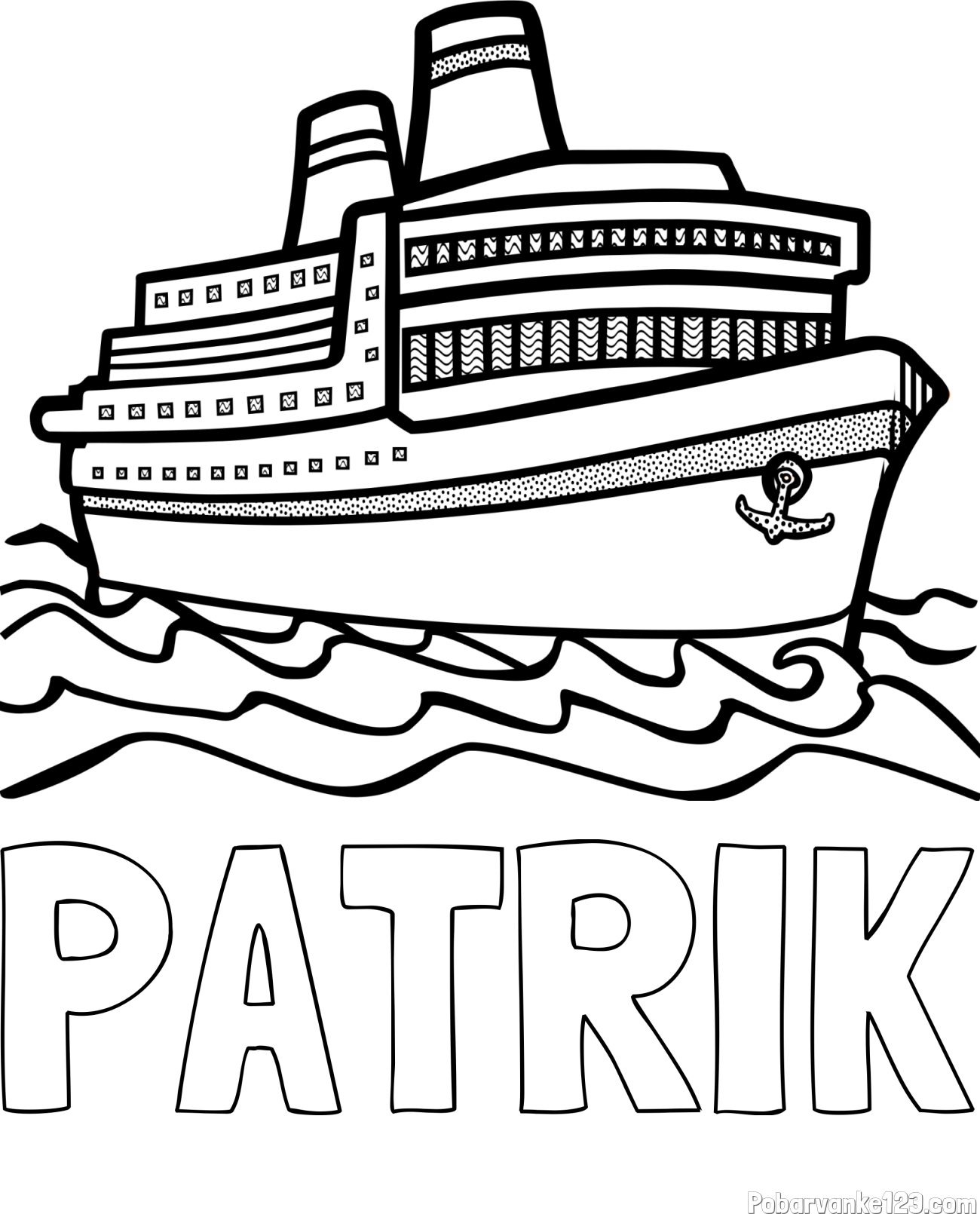 Pobarvanka imena PATRIK in pobarvanka velike potniške ladje