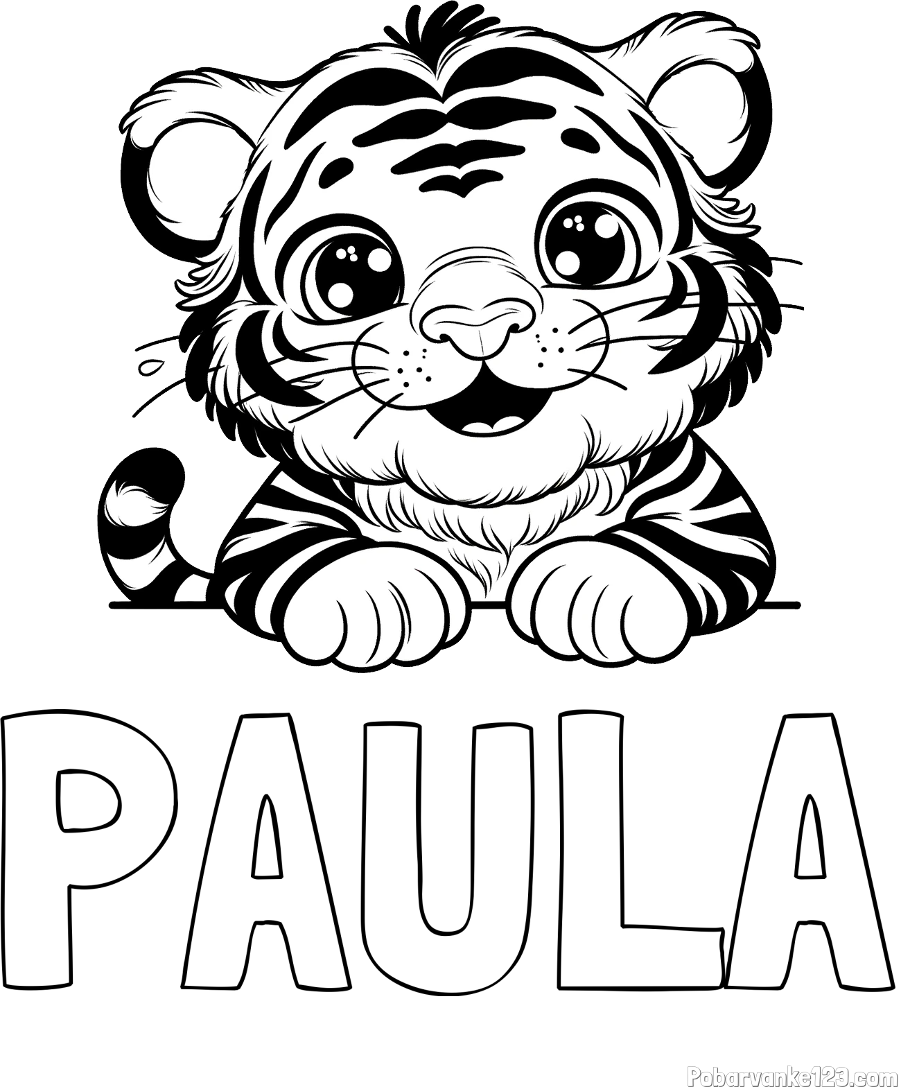Pobarvanka imena PAULA in pobarvanka tigrček
