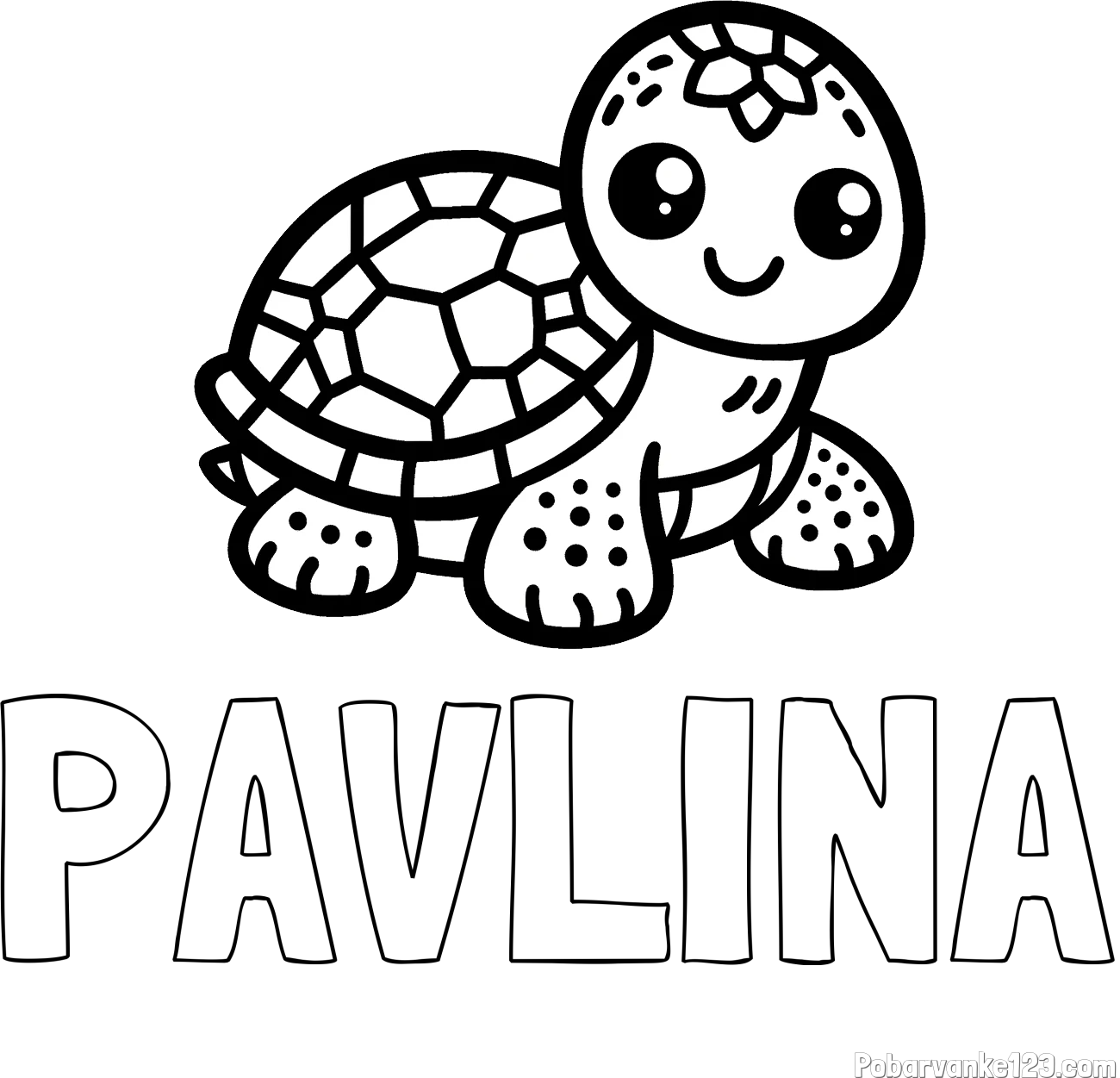 Pobarvanka imena PAVLINA in otroška pobarvanka želve