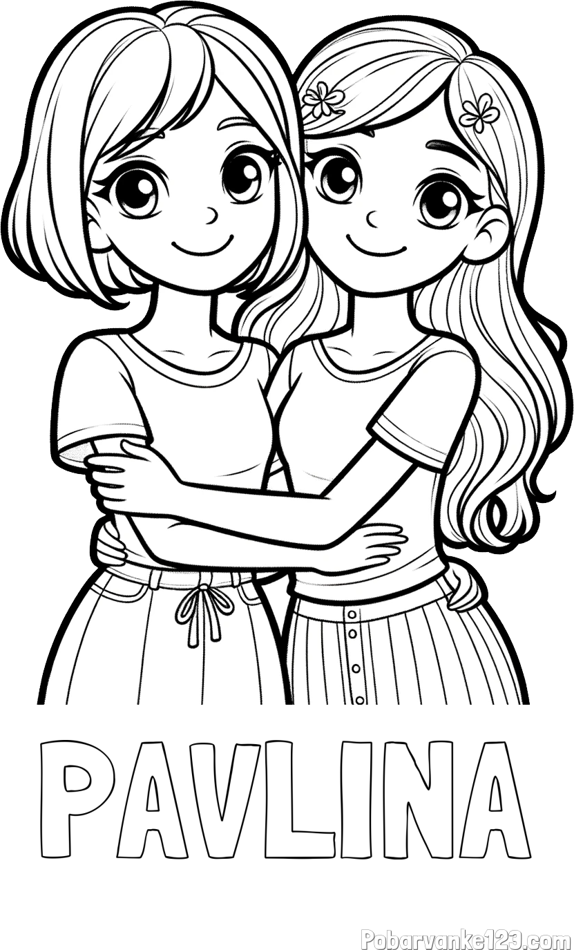 Pobarvanka imena PAVLINA in pobarvanka ljubkih prijateljic