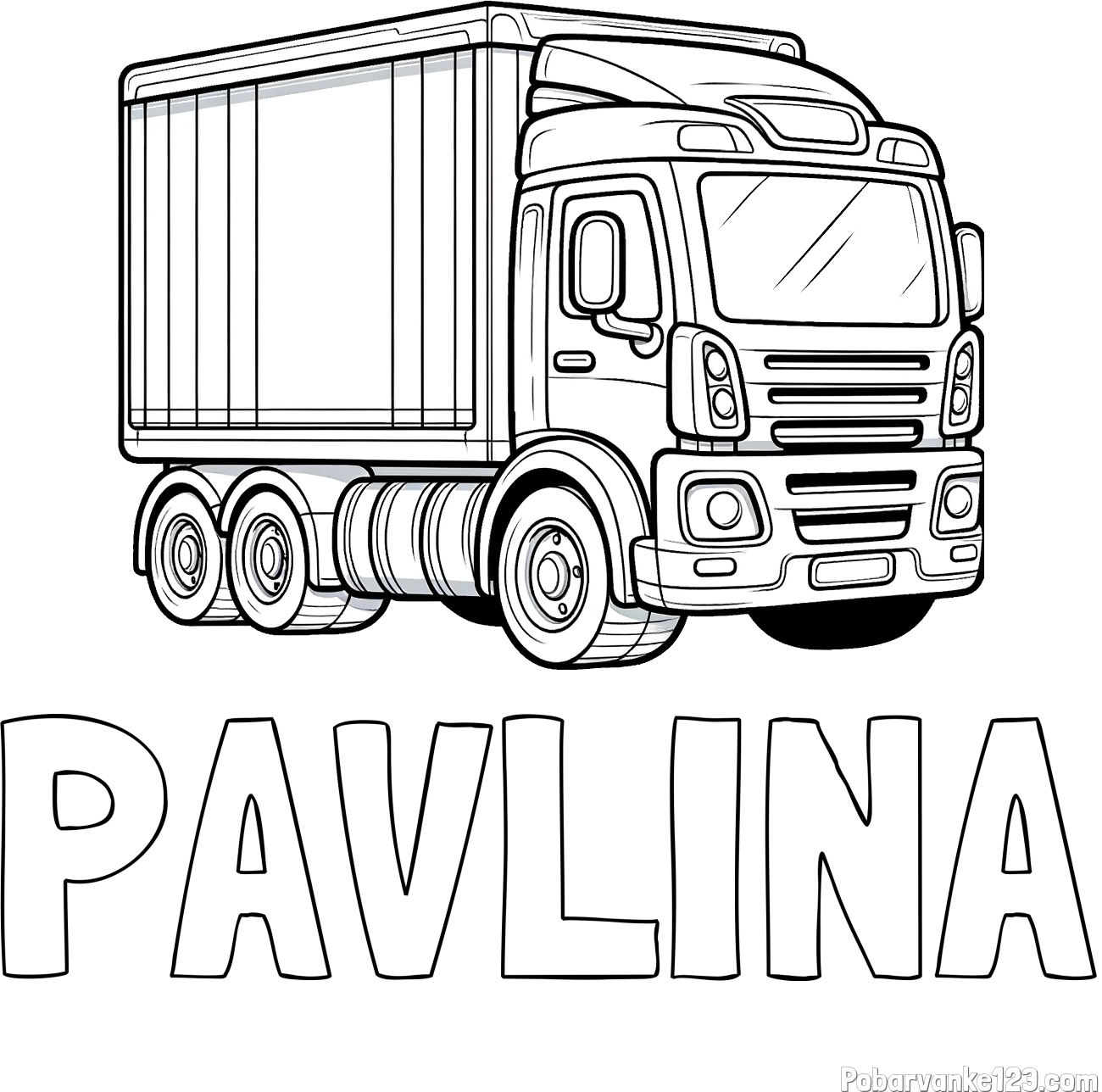 Pobarvanka imena PAVLINA in pobarvanka velikega tovornjaka