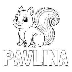 Online izdelana pobarvanka - Pobarvanka imena PAVLINA in pobarvanka veveričke