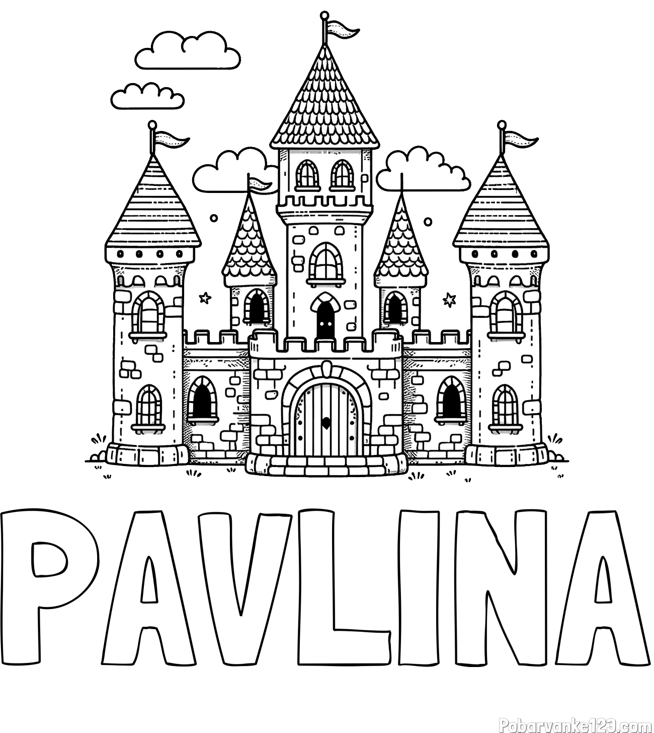 Pobarvanka imena PAVLINA in pobarvnaka velikega gradu