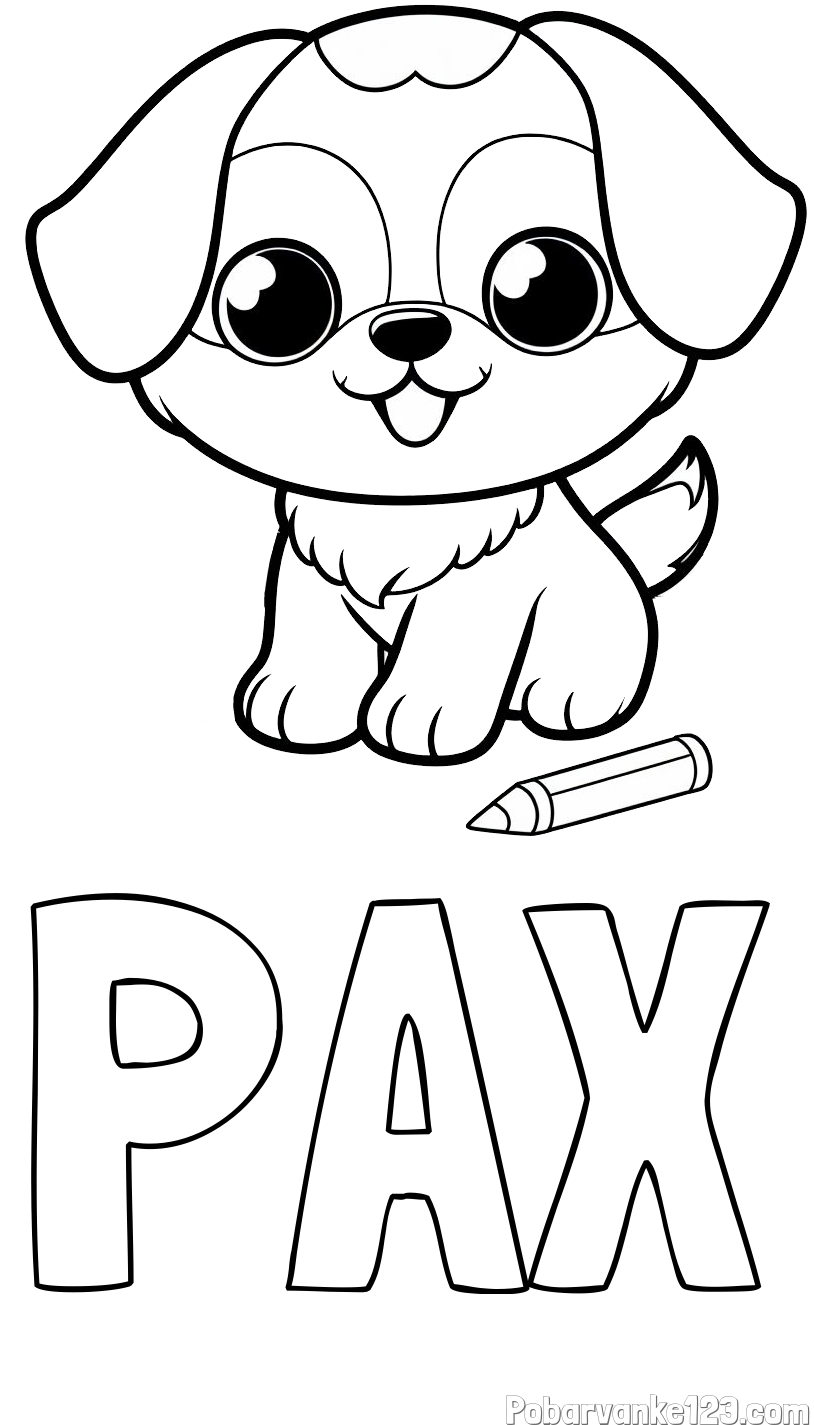 Pobarvanka imena PAX in pobarvanka prikupnega kužka