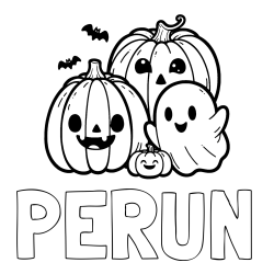 Online izdelana pobarvanka - Pobarvanka imena PERUN in pobarvanka duhca in buč za noč čarovnic
