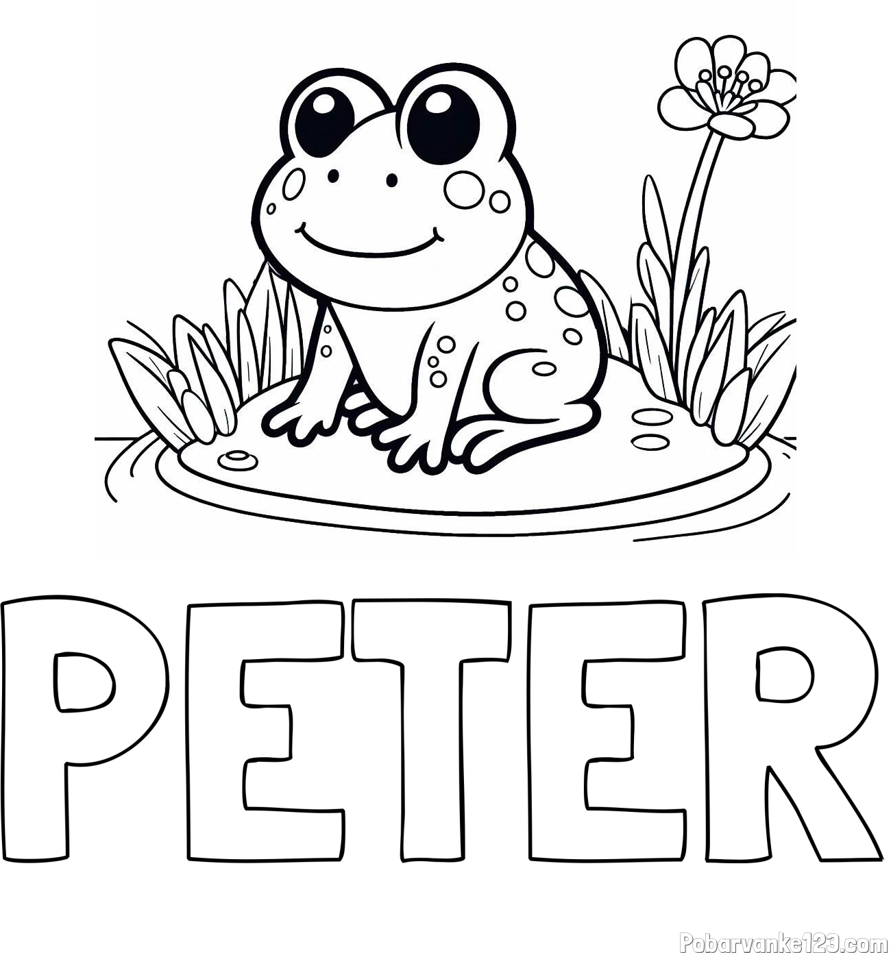 Pobarvanka imena PETER in pobarvanka žabe