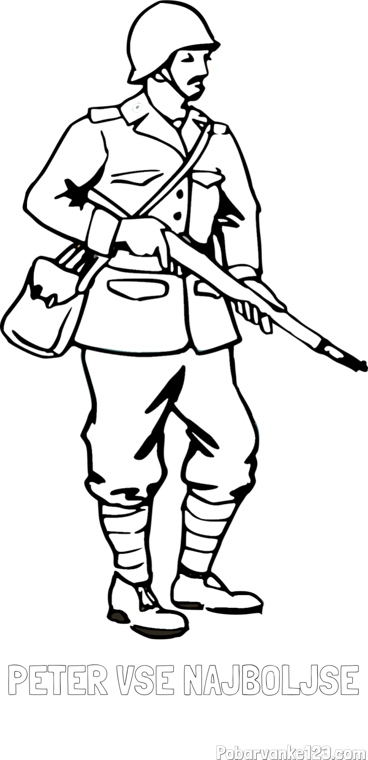 Pobarvanka imena PETER VSE NAJBOLJŠE in pobarvanka vojaka s puško