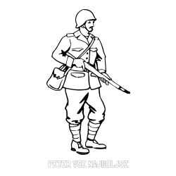 Online izdelana pobarvanka - Pobarvanka imena PETER VSE NAJBOLJŠE in pobarvanka vojaka s puško
