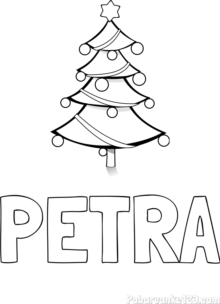 Pobarvanka imena PETRA in božična smreka
