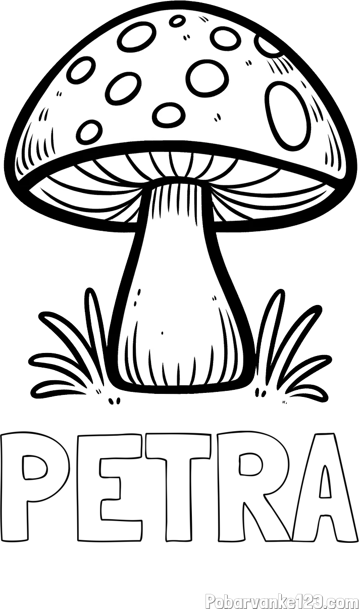 Pobarvanka imena PETRA in pobarvanka gobe
