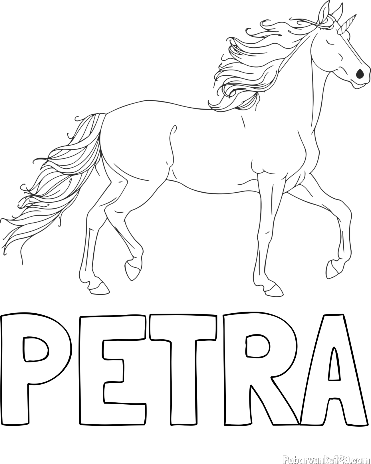 Pobarvanka imena PETRA in samorog