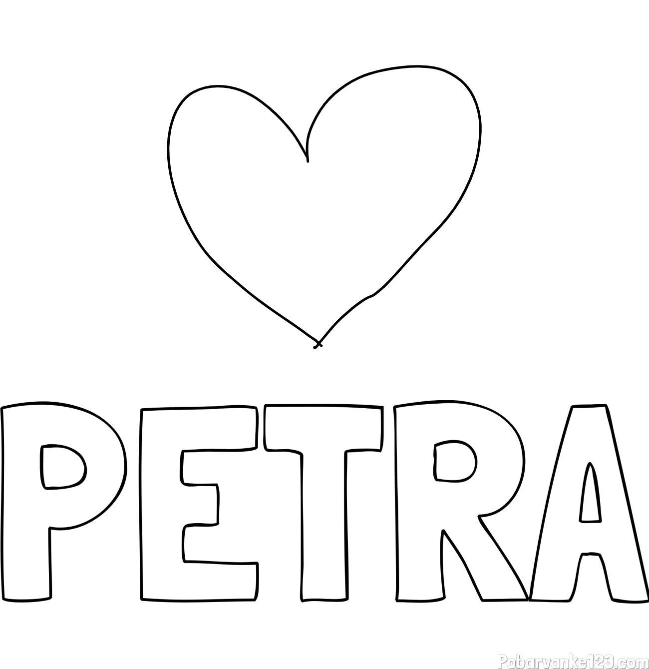 Pobarvanka imena PETRA in srček
