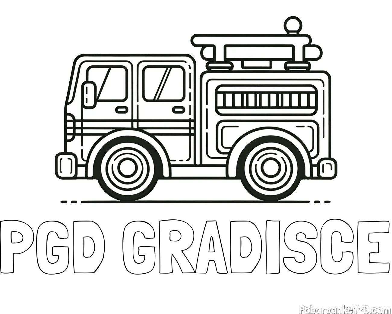 Pobarvanka imena PGD GRADIŠČE in lepa pobarvnak gasilskega avta