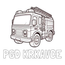 Online izdelana pobarvanka - Pobarvanka imena PGD KRKAVČE in otroška pobarvanka gasilskega avta