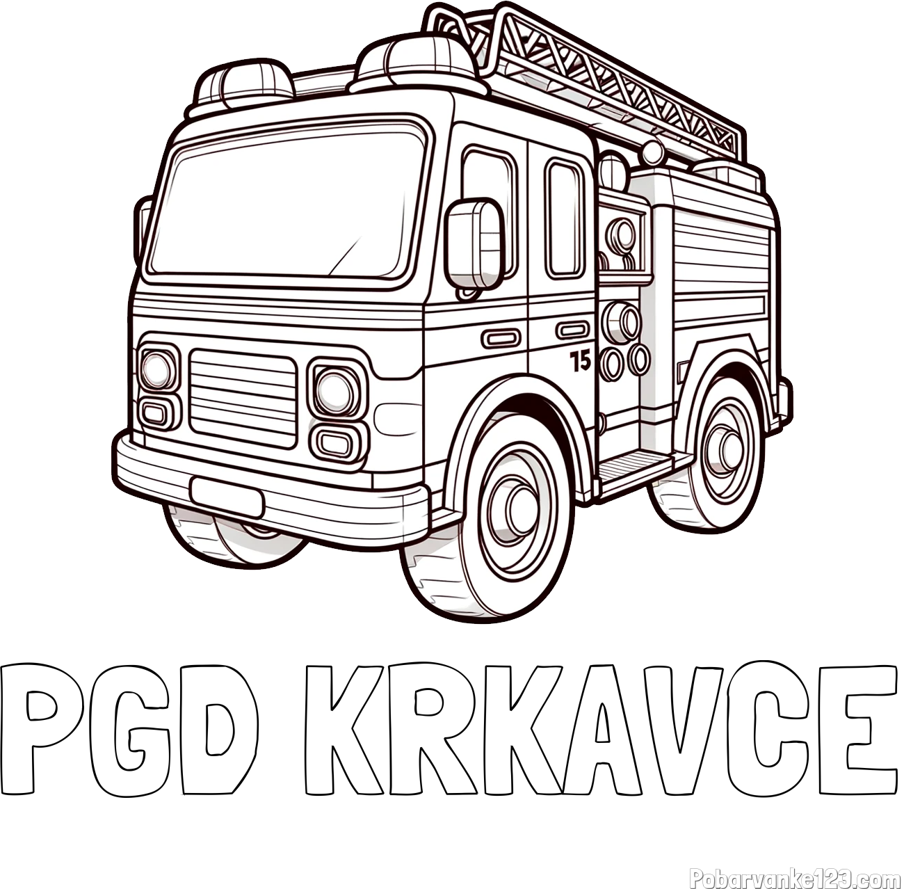 Pobarvanka imena PGD KRKAVČE in otroška pobarvanka gasilskega avta