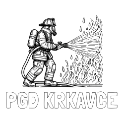 Online izdelana pobarvanka - Pobarvanka imena PGD KRKAVČE in pobarvanka gasilca pri gašenju požara