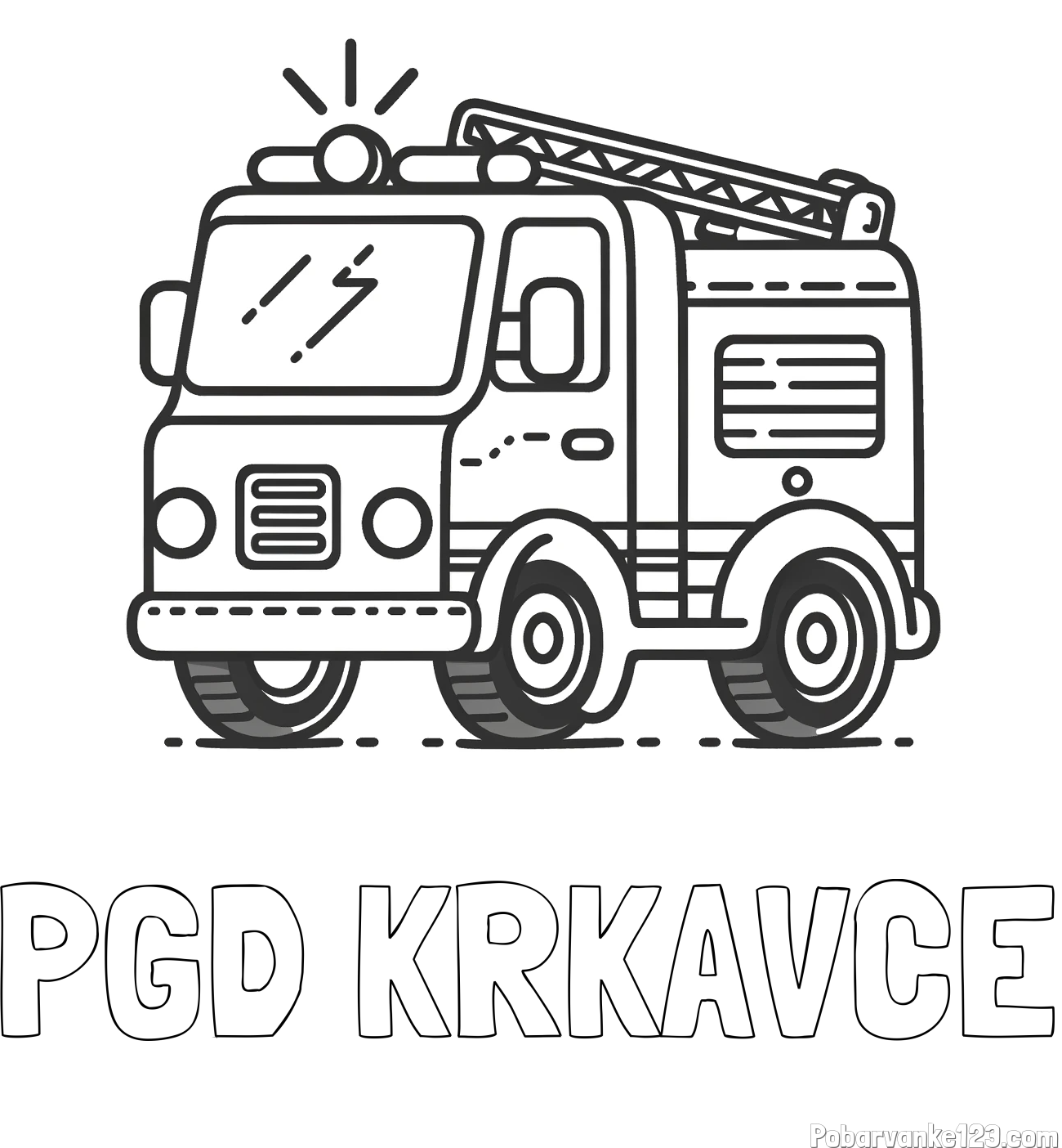 Pobarvanka imena PGD KRKAVČE in pobarvanka gasilskega avta z vklopljeno sireno