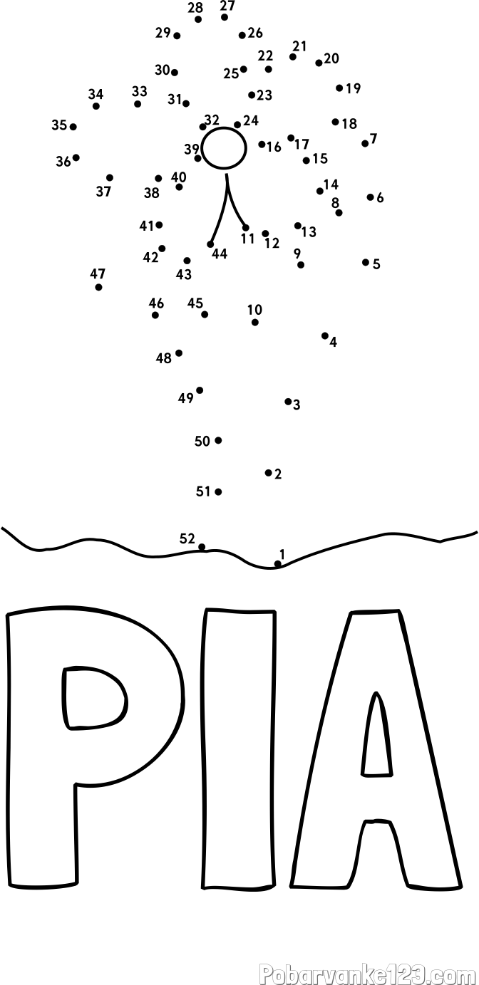 Pobarvanka imena PIA in Črtna pobarvanka cvetlice