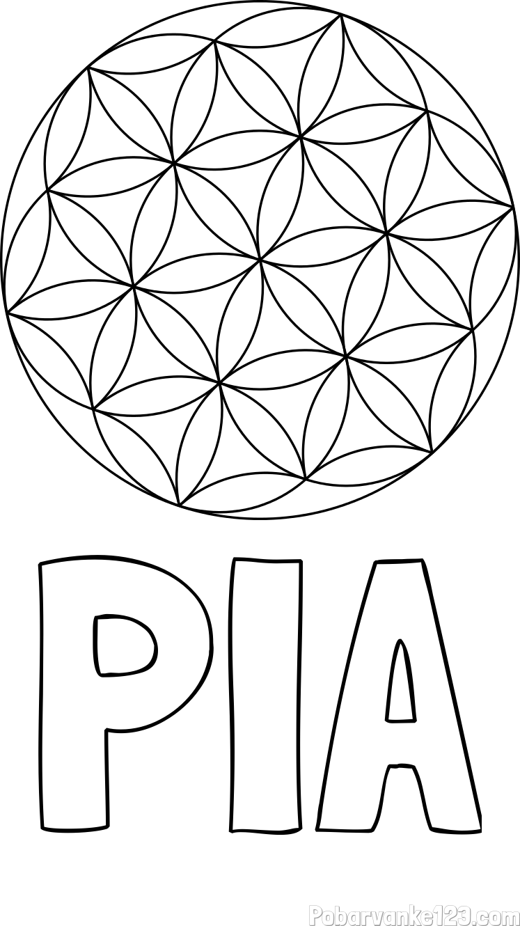 Pobarvanka imena PIA in mandale 2