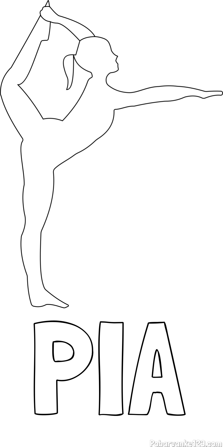 Pobarvanka imena PIA in pobarvanka baletke med ogrevanjem