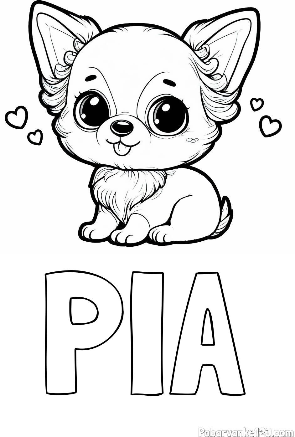 Pobarvanka imena PIA in pobarvanka čivave