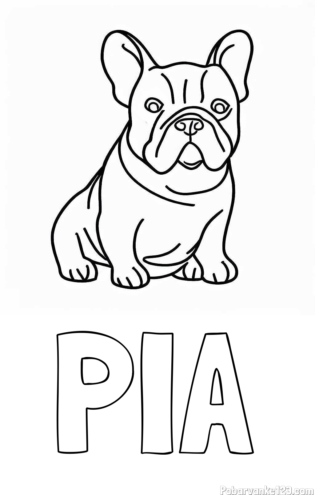 Pobarvanka imena PIA in pobarvanka francoskega buldoga