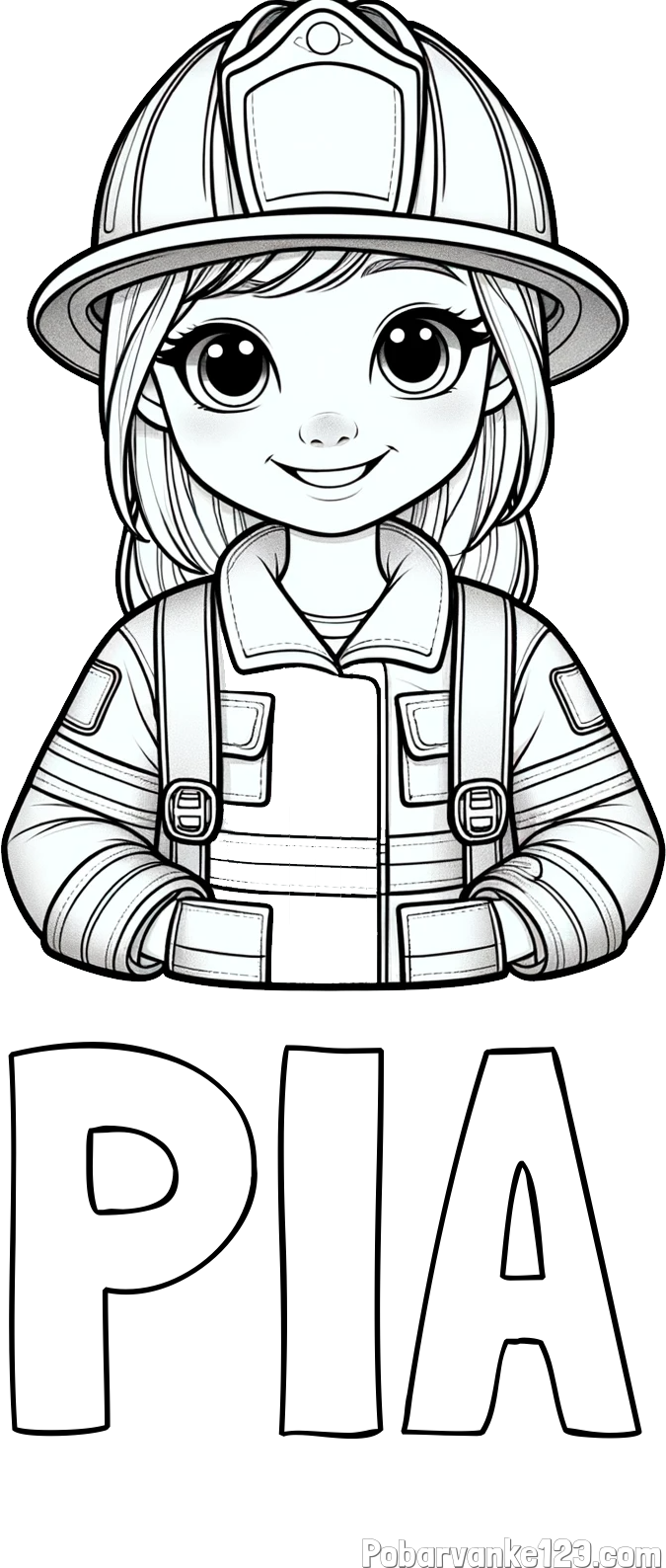 Pobarvanka imena PIA in pobarvanka ljubke gasilke
