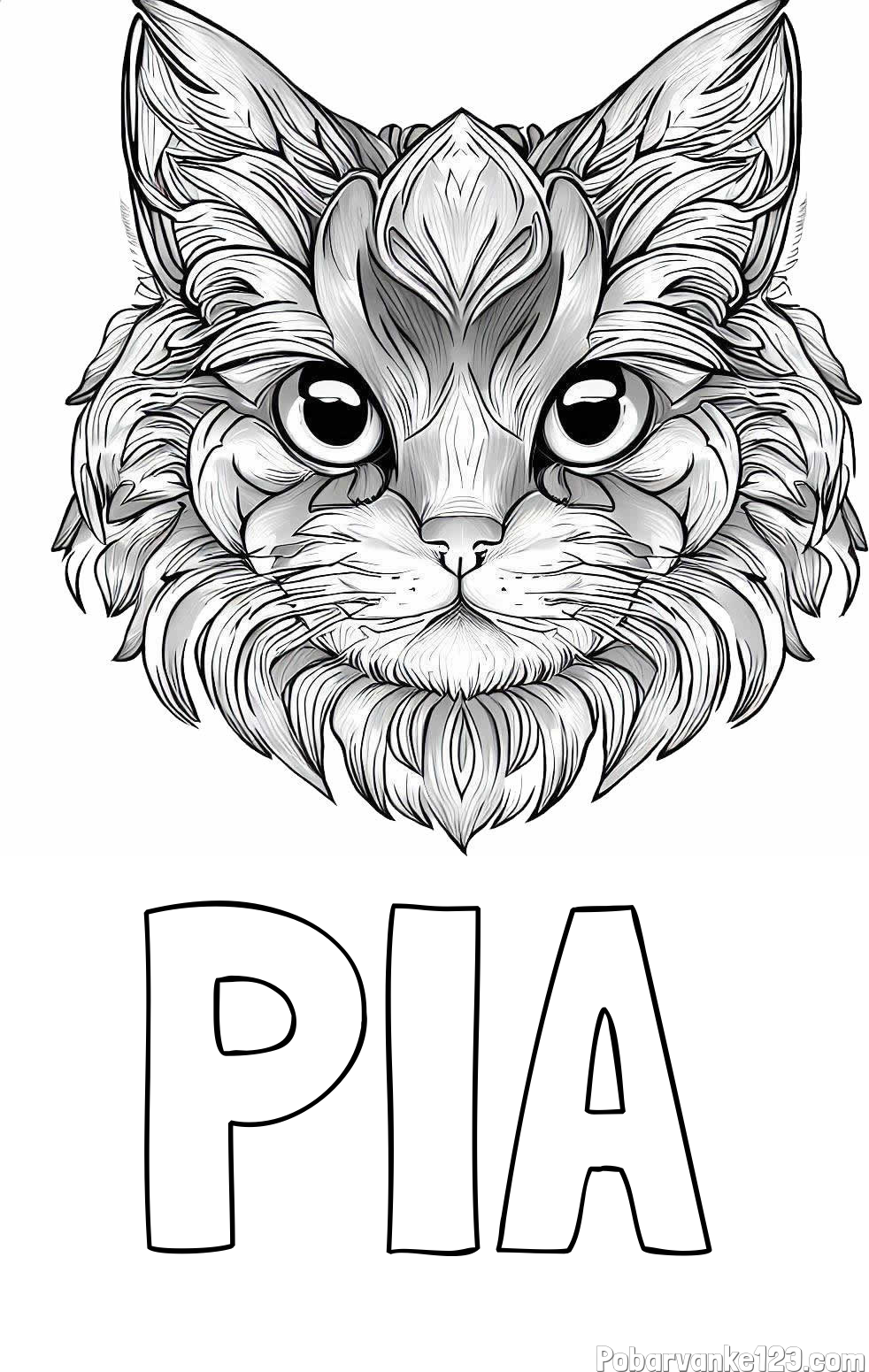 Pobarvanka imena PIA in pobarvanka mačke