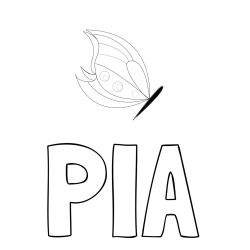 Online izdelana pobarvanka - Pobarvanka imena PIA in pobarvanka metulj