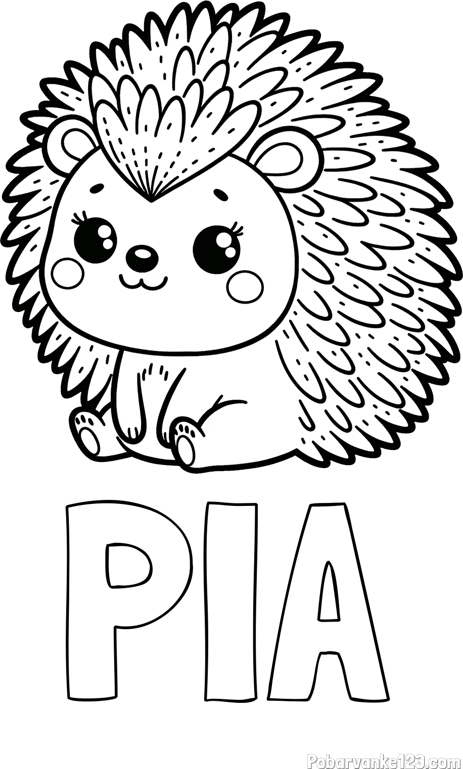 Pobarvanka imena PIA in pobarvanka nasmejanega ježka