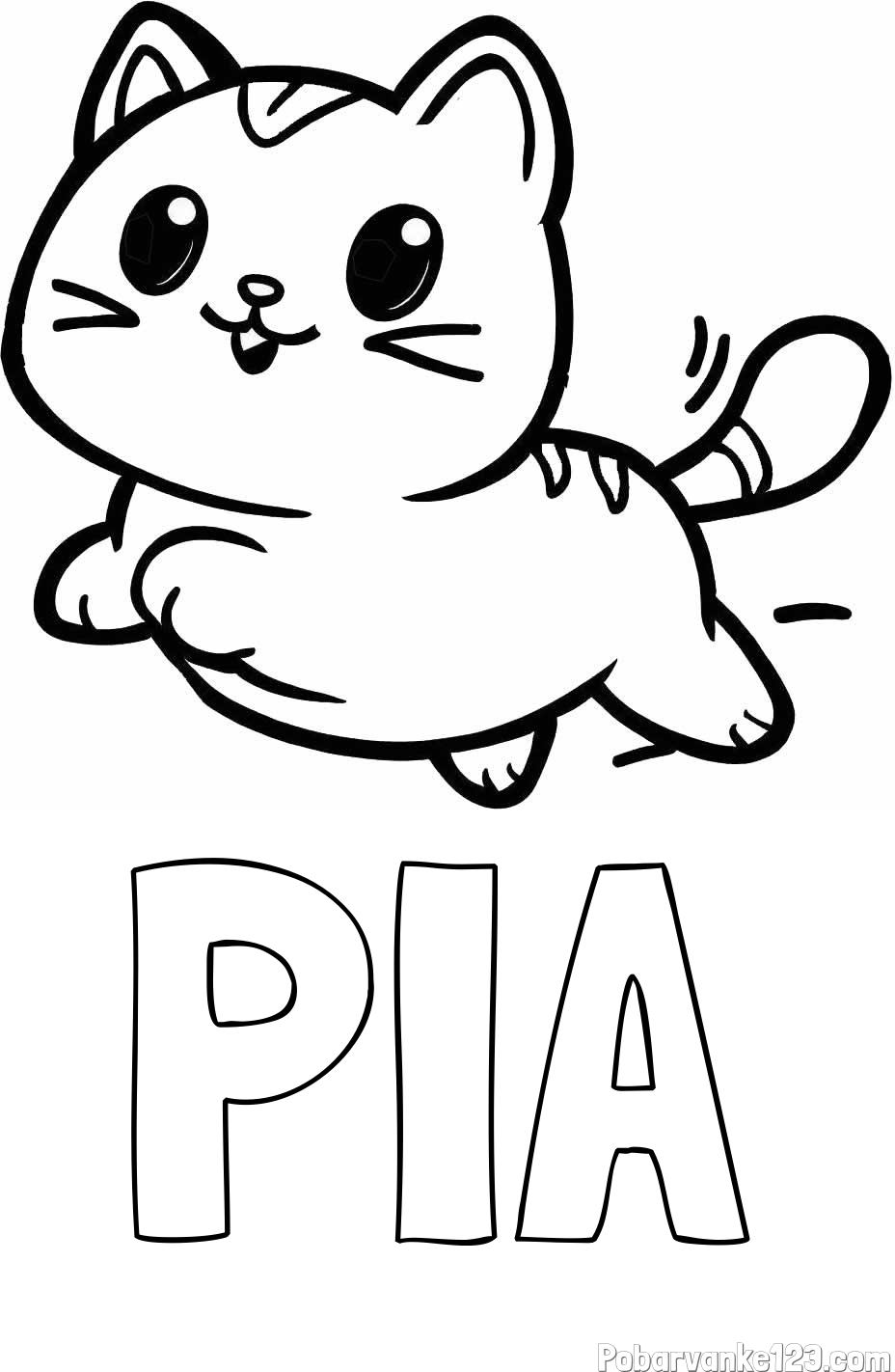 Pobarvanka imena PIA in pobarvanka prikupne mačke med tekom