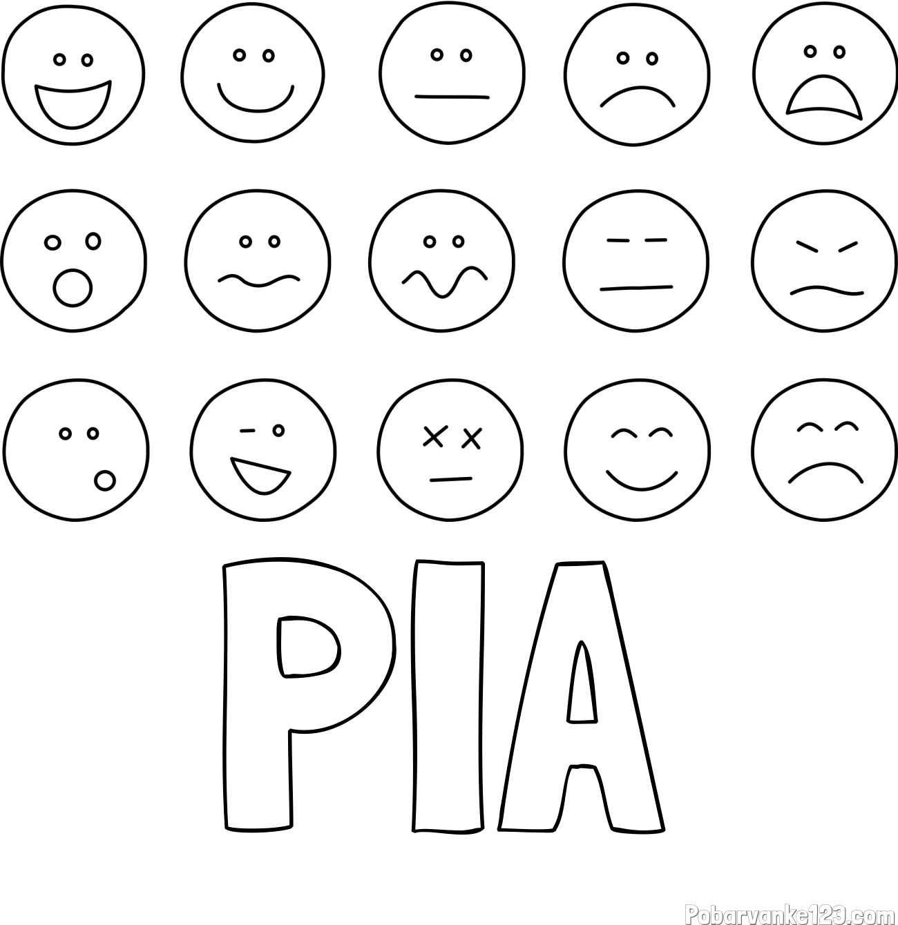 Pobarvanka imena PIA in pobarvanka smeškov