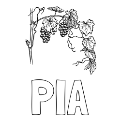 Online izdelana pobarvanka - Pobarvanka imena PIA in pobarvanka vinske trte