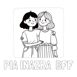 Online izdelana pobarvanka - Pobarvanka imena PIA INAZRA  BFF in otroška pobarvanka dveh prijateljic