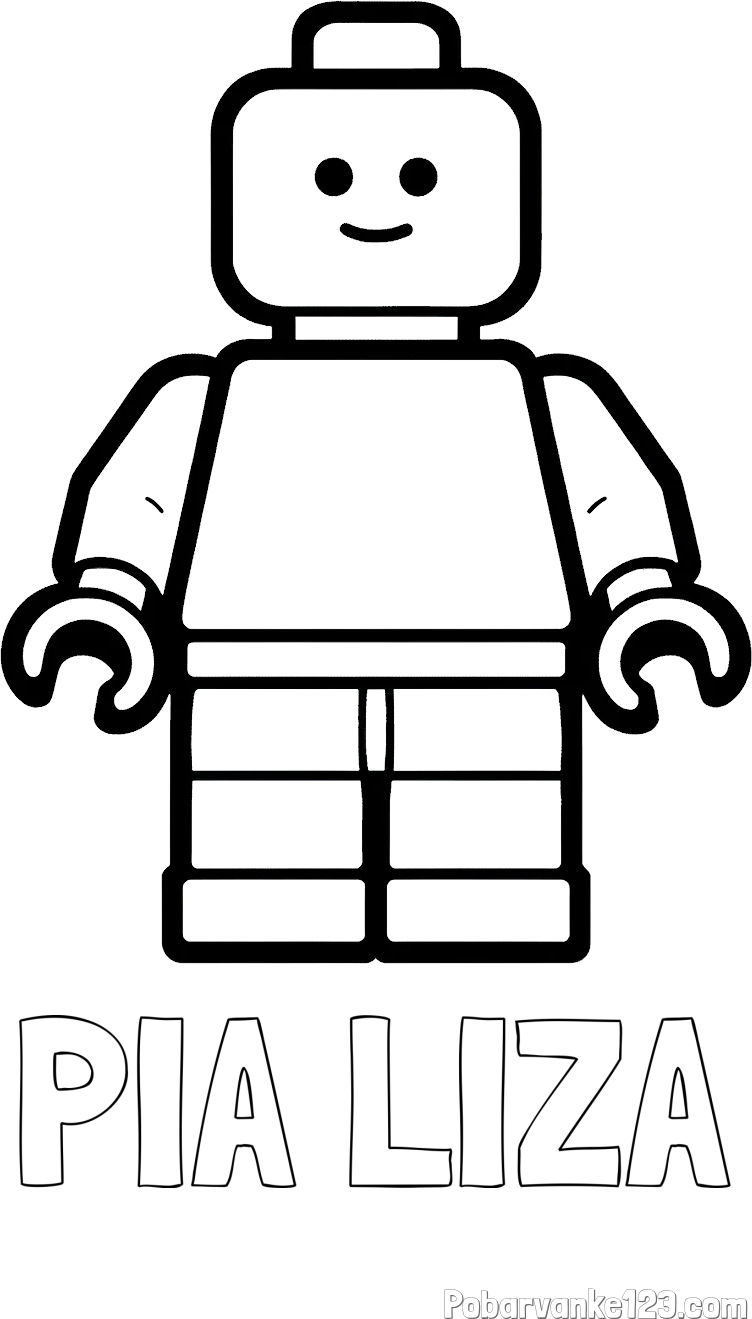 Pobarvanka imena PIA LIZA in pobarvanka LEGO figurice fanta