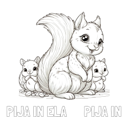 Online izdelana pobarvanka - Pobarvanka imena PIJA IN ELA      PIJA IN in pobarvanka veveričje družine