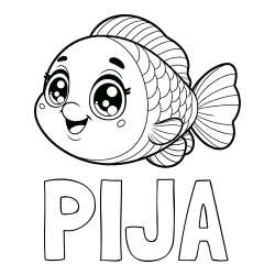 Pobarvanka imena PIJA in pobarvanka prisrčne ribe