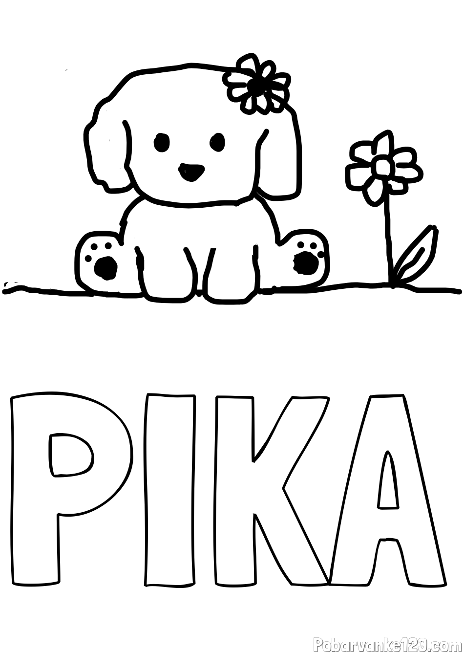 Pobarvanka imena PIKA in KUŽIKA