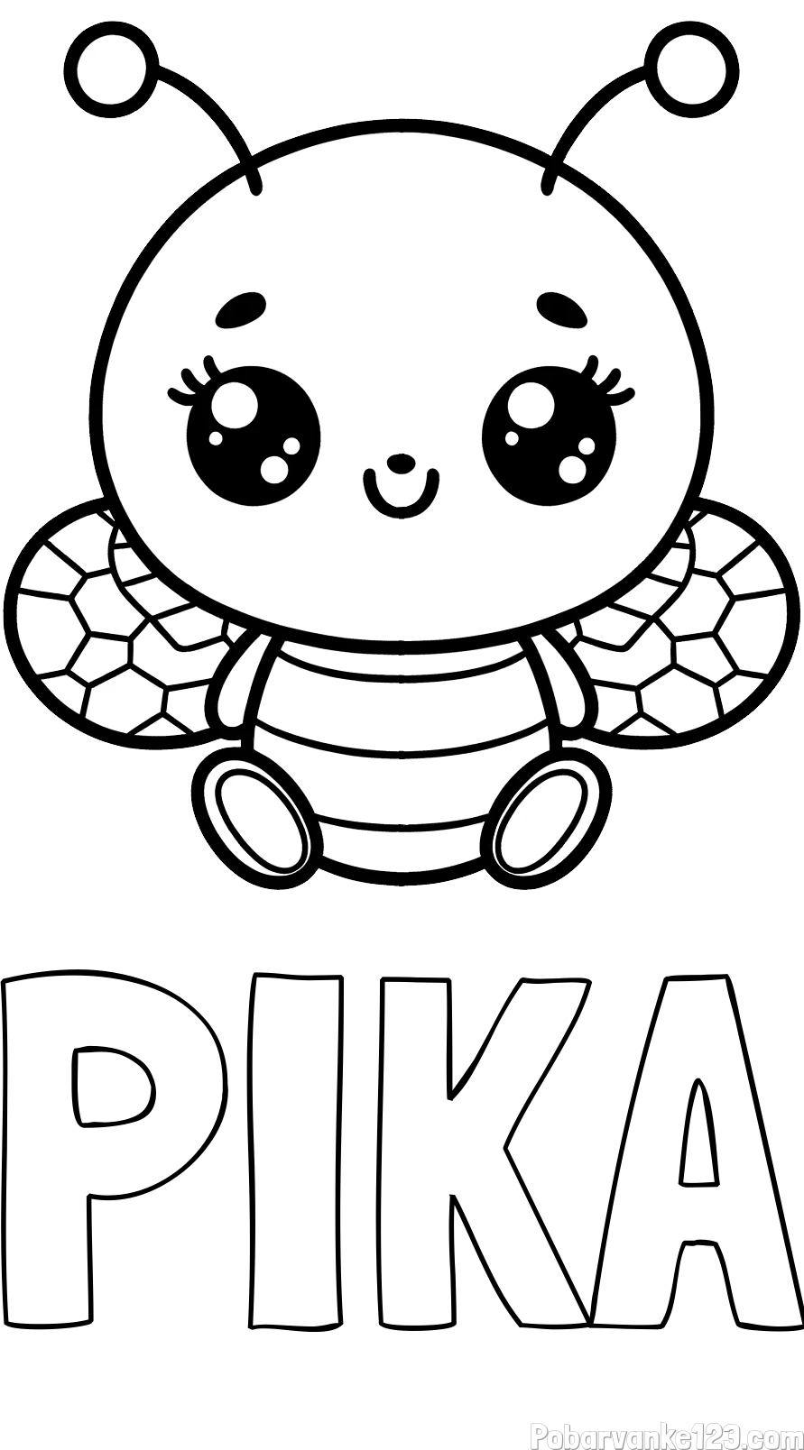 Pobarvanka imena PIKA in otroška pobarvanka ljubke čebele