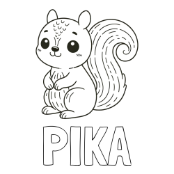 Pobarvanka imena PIKA in otroška pobarvanka veveričke