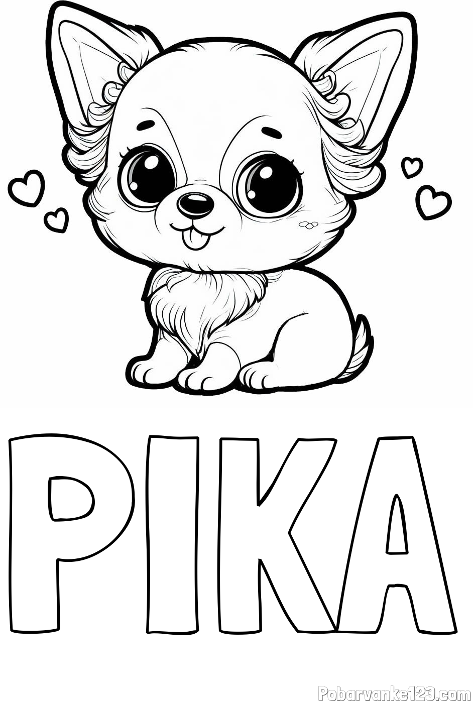 Pobarvanka imena PIKA in pobarvanka čivave