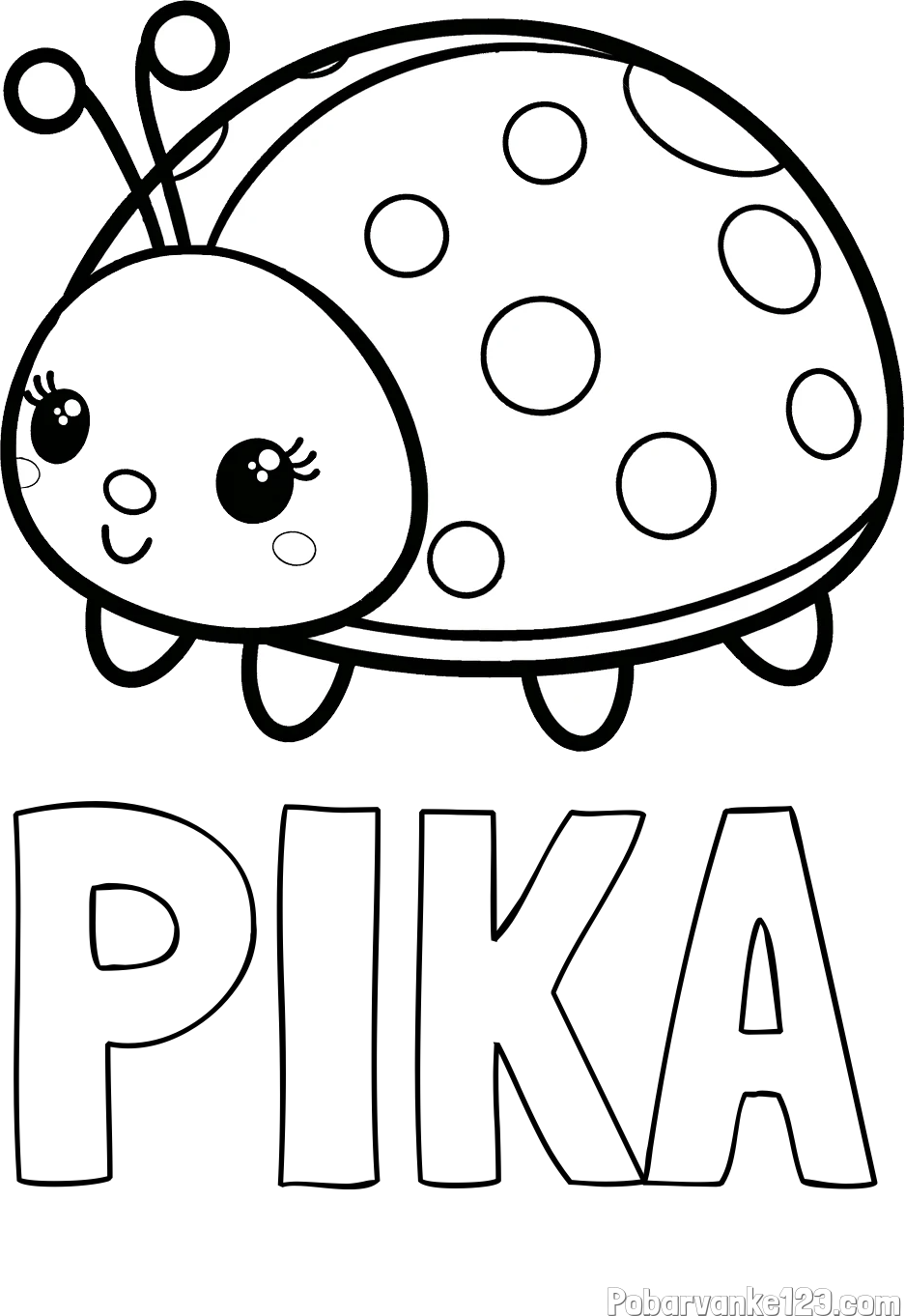 Pobarvanka imena PIKA in pobarvanka ljubke pikapolonice