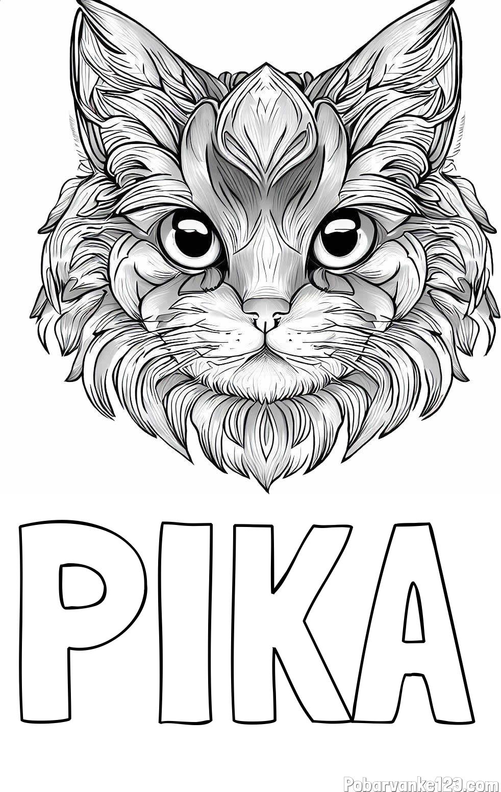 Pobarvanka imena PIKA in pobarvanka mačke