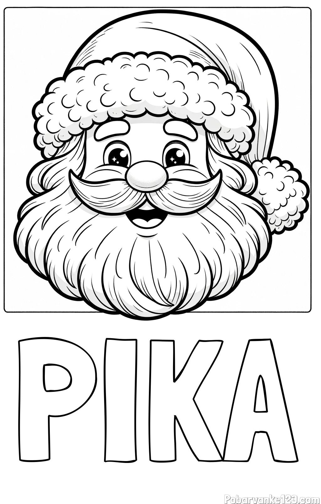 Pobarvanka imena PIKA in pobarvanka nasmejanega Božička